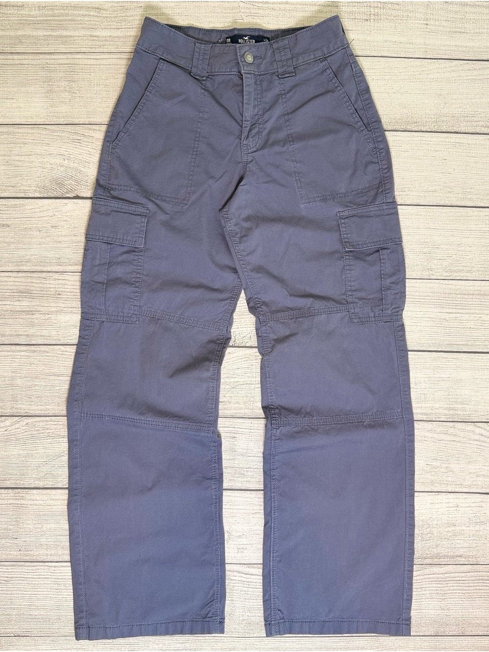 Hollister Y2K Wide Leg Cargo Pants in Slate Blue Baggy Preppy